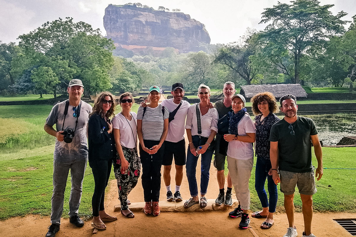 Private Sri Lanka journey with international travelers visiting Sigiriya Rock Fortress